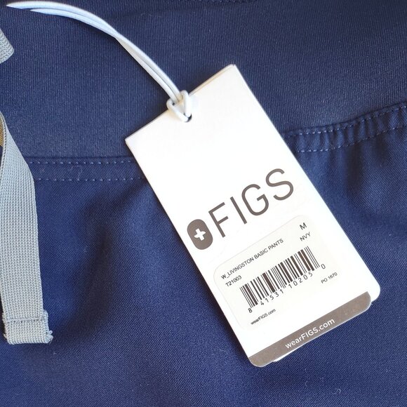 FIGS Scrubs Livingston Pants w/ Drawstring  Navy Blue Women's Medium  NWT - Picture 6 of 9